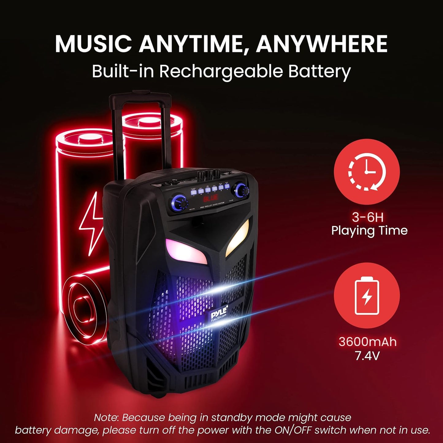 (Brand New) Pyle Portable Bluetooth PA Speaker System - 600W 10” Outdoor BT Speaker