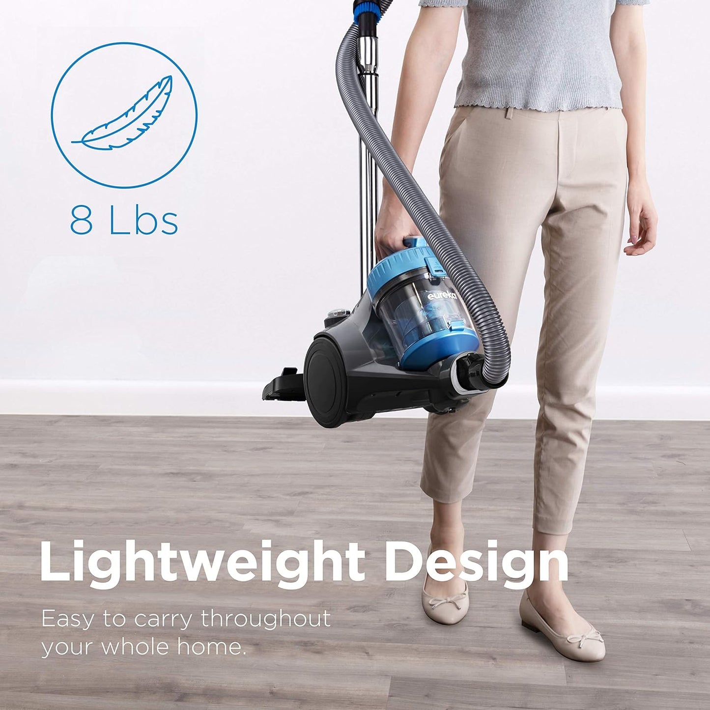 (Excellent) Eureka Whirlwind 2.5L Large Capacity Dust Cup, Bagless Canister Vacuum Cleaner, Blue