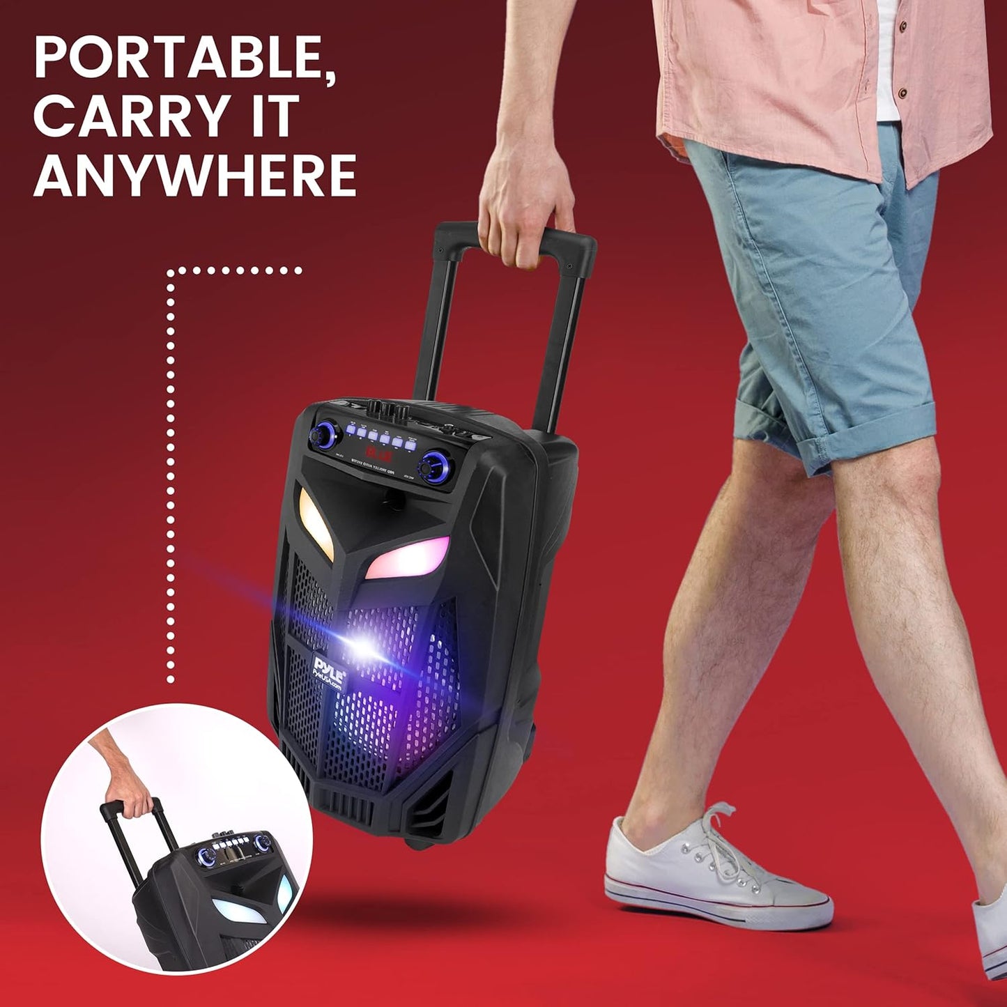 (Brand New) Pyle Portable Bluetooth PA Speaker System - 600W 10” Outdoor BT Speaker