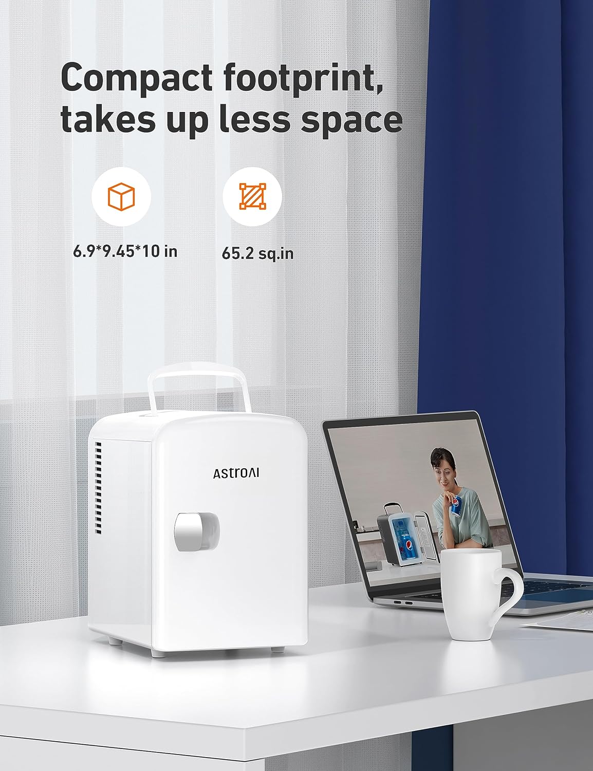 (Fair) AstroAI Mini Fridge, 4 Liter/6 Can AC/DC Portable Thermoelectric Cooler Refrigerators, (White))