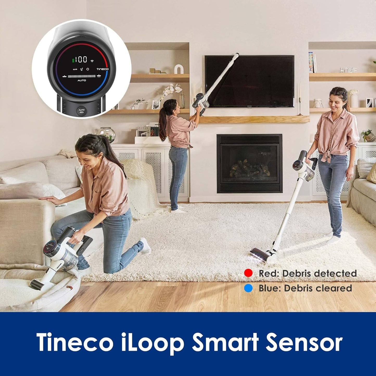 (Excellent) Tineco Pure ONE S15 Pet Smart Cordless Vacuum Cleaner, ZeroTangle Brush, Excellent for Multi-Surface & Pet Hair Cleaning with Led Headlights, Hard Floor and Carpet