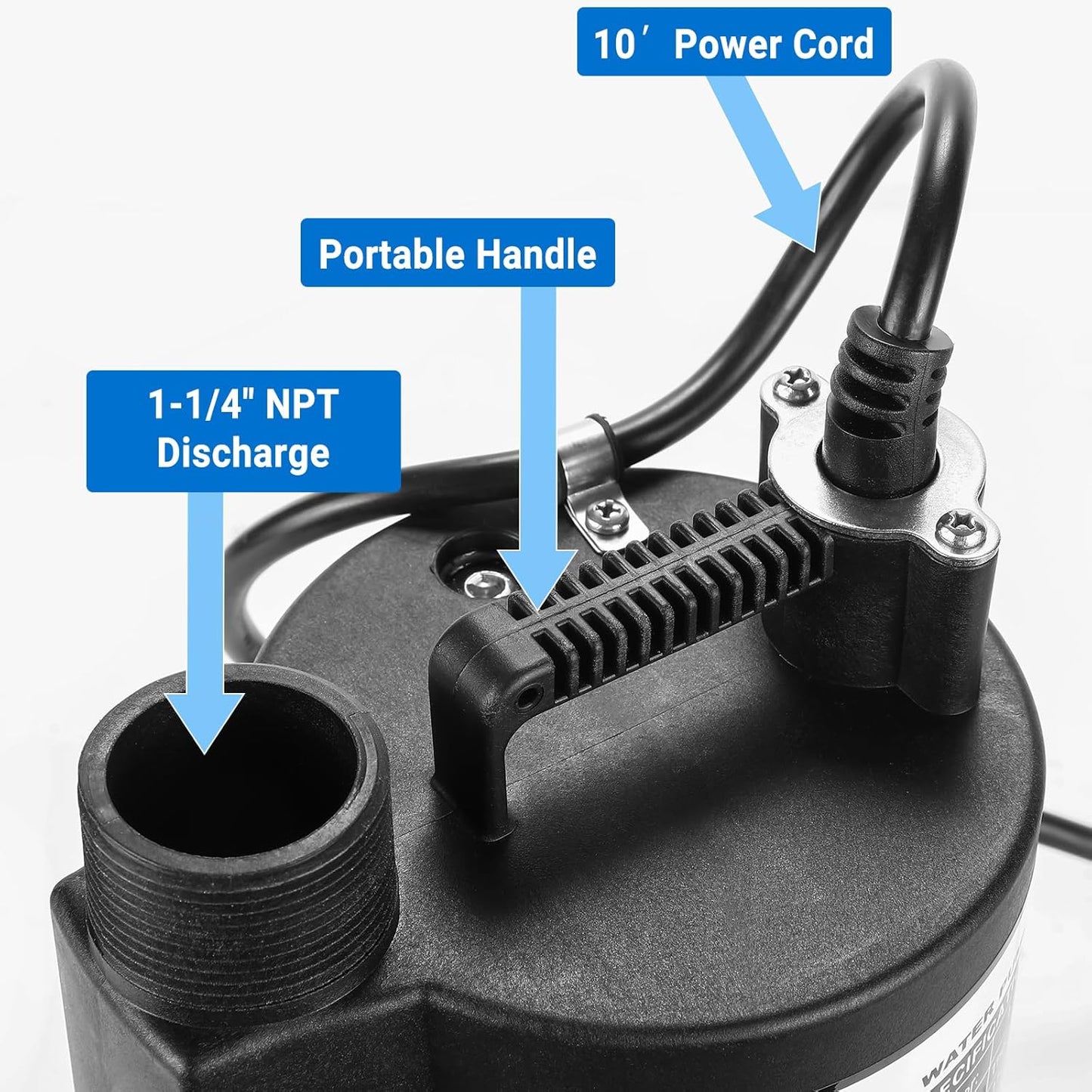 (open box) DEKOPRO Submersible Water Pump 1/3 HP 2450GPH Utility Pump Thermoplastic Electric Portable Pump