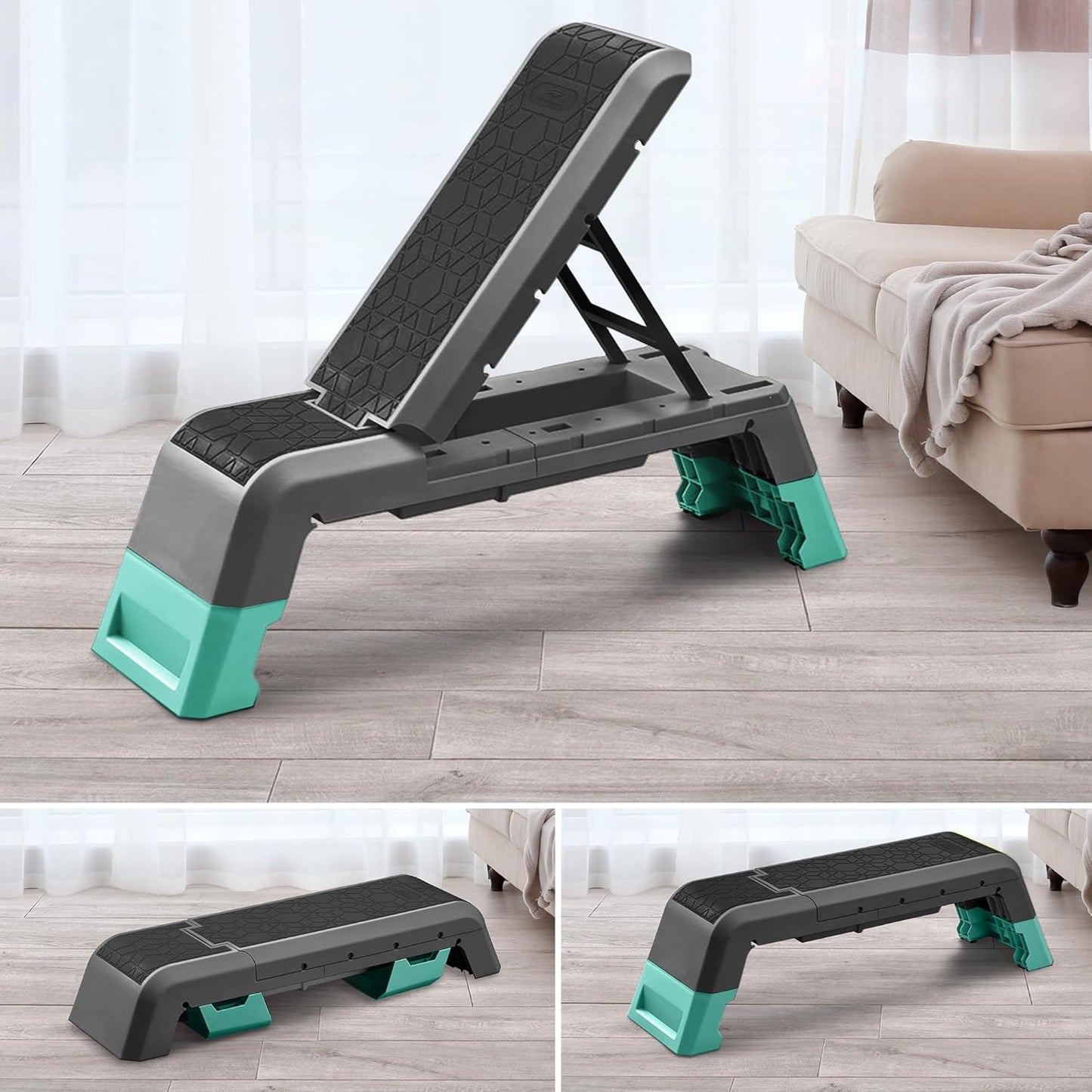 (New Open Box) leikefitness Multifunctional Aerobic Deck with Cord Workout Platform Adjustable Dumbbell