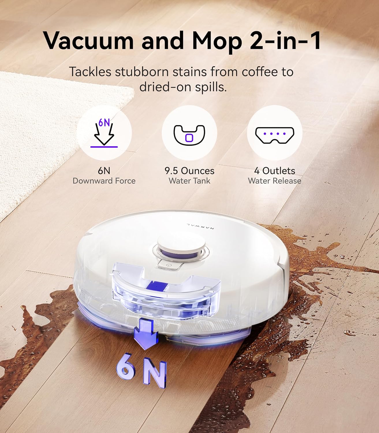 (Excellent) NARWAL Freo X Plus Robot Vacuum and Mop, Zero Tangles Brush, 7800Pa Suction