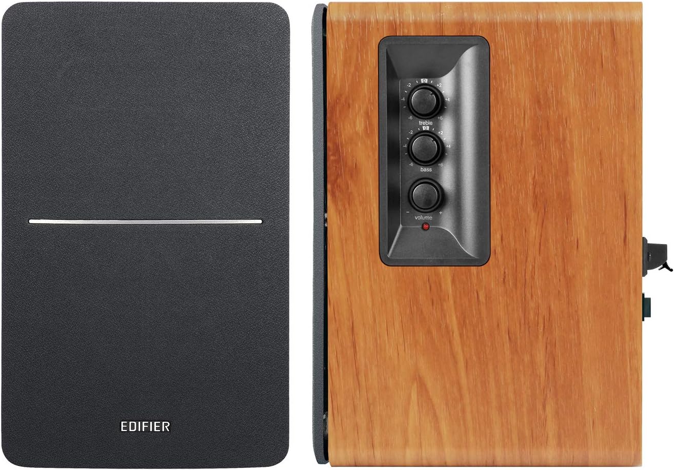(Excellent) Edifier R1280Ts Powered Bookshelf Speakers - 2.0 Stereo Active Near Field Monitors - Studio Monitor Speaker - 42 Watts RMS with Subwoofer Line Out - Wooden Enclosure