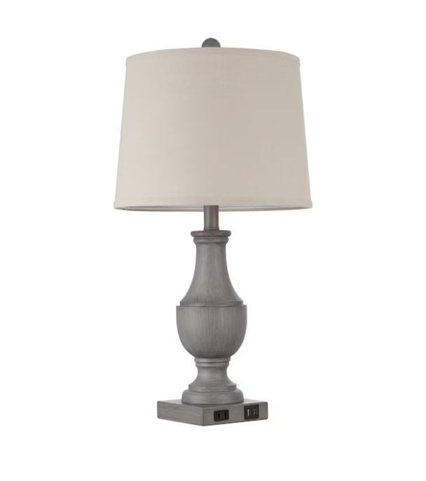 (Brand New) 25-in Grey LED Touch Table Lamp Set of 2 | Linen Shade | TD-201