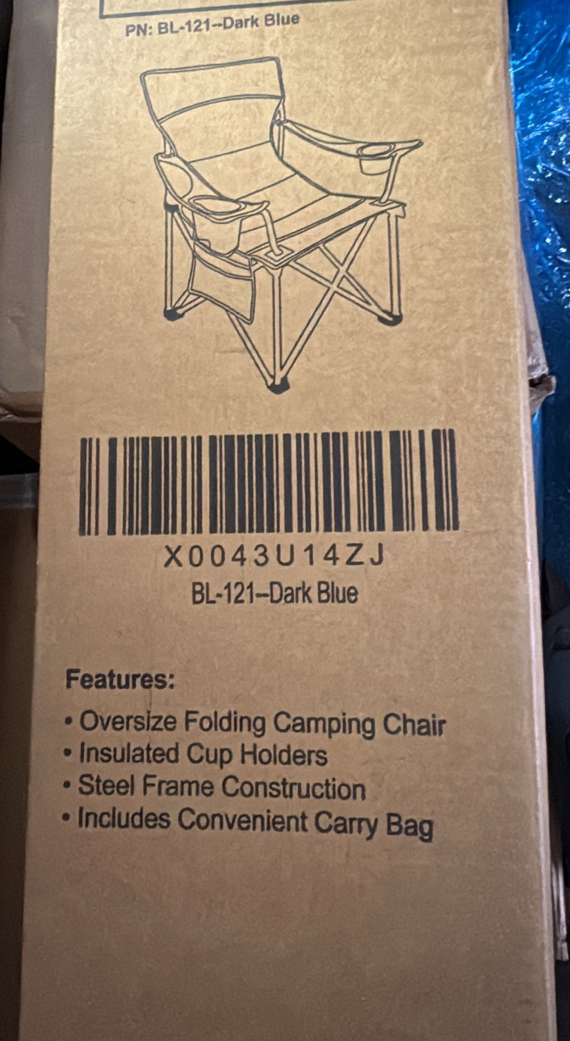 (Excellent) Northroad Extra - Large Comfort Camping Chair, Padded Folding Chair w/Cup Holder, Cooler Bag (Blue)