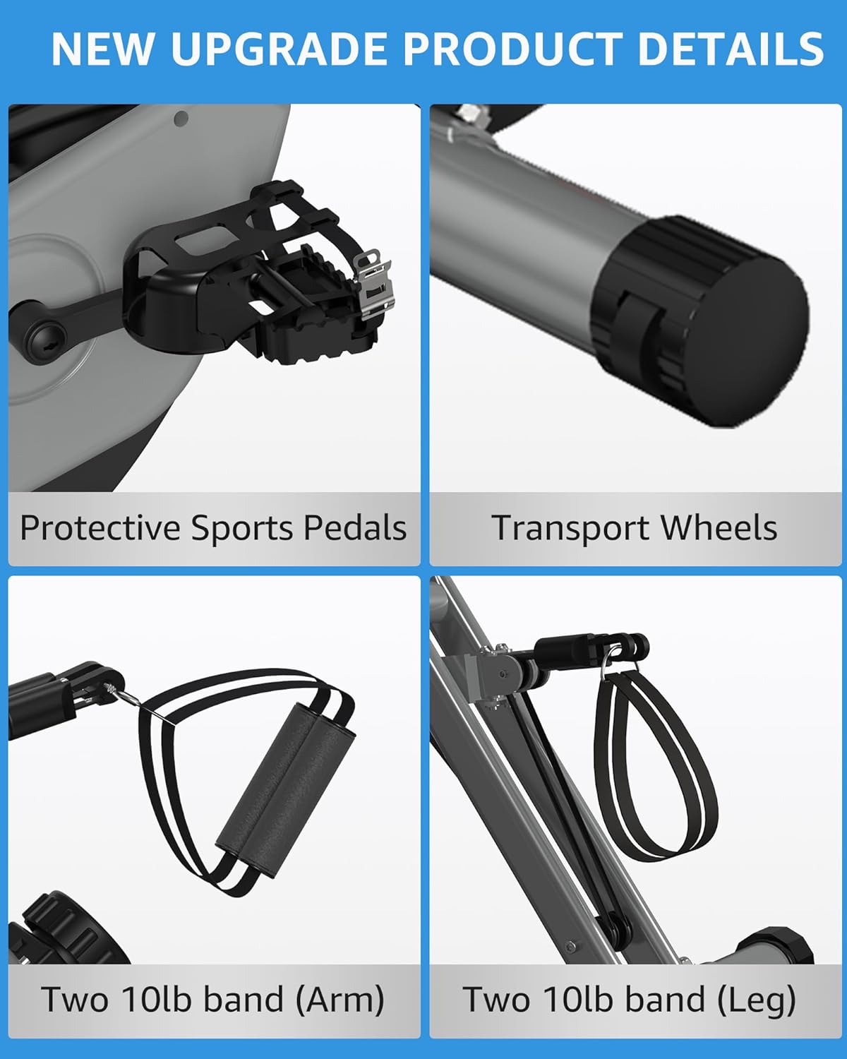 (Excellent) 5 IN 1 20dB Near-Silent Foldable Exercise Bike for Seniors, 16-Level Magnetic Resistance