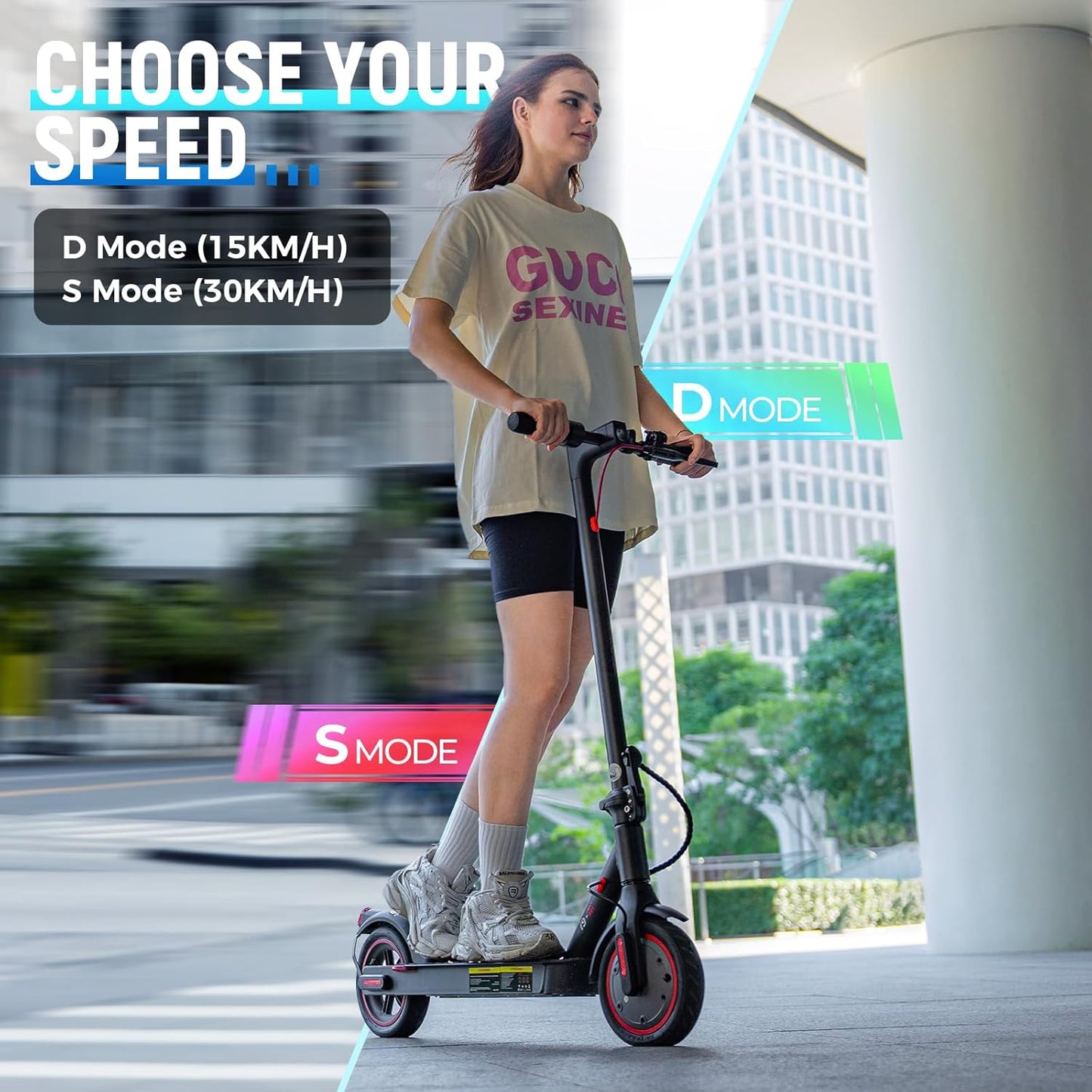 (New Open Box) iScooter Electric Scooter for Adults & Teens, 500W/350W Motor, 35/30 km/h Top Speed & 37/30/20 km Range, 10"/8.5" Tires, Lightweight Foldable Commuter E-Scooter with Dual Brakes, Optional APP Control