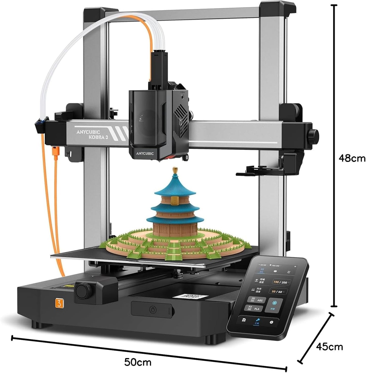 (New Open Box) Anycubic Kobra 3 3D Printer Only, Max 600mm/s Print Speed Full-auto Calibration Details Better