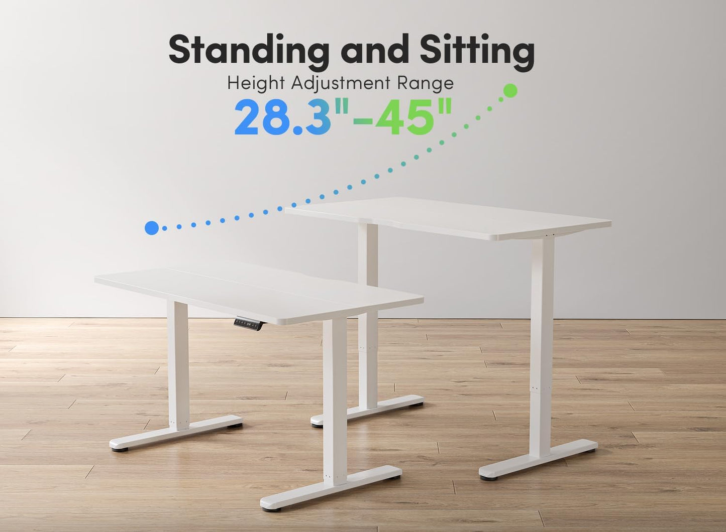 (New Open Box) FEZIBO Height Adjustable Electric Standing Desk | 48" | White Frame/White Top