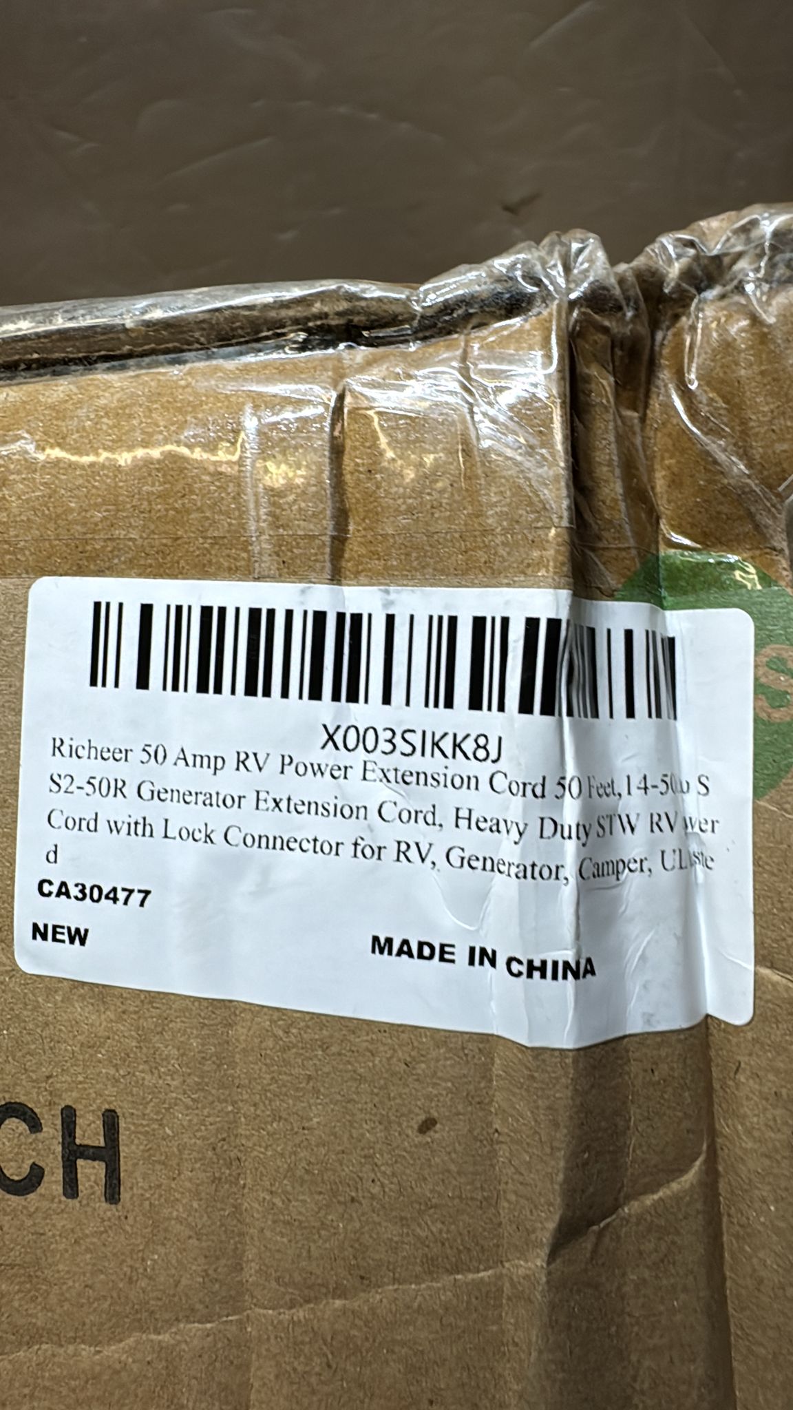 (New Open Box) Richeer 50A RV Extension Cord – 50ft | 14-50P to SS2-50R • Heavy-Duty • Locking Connector •