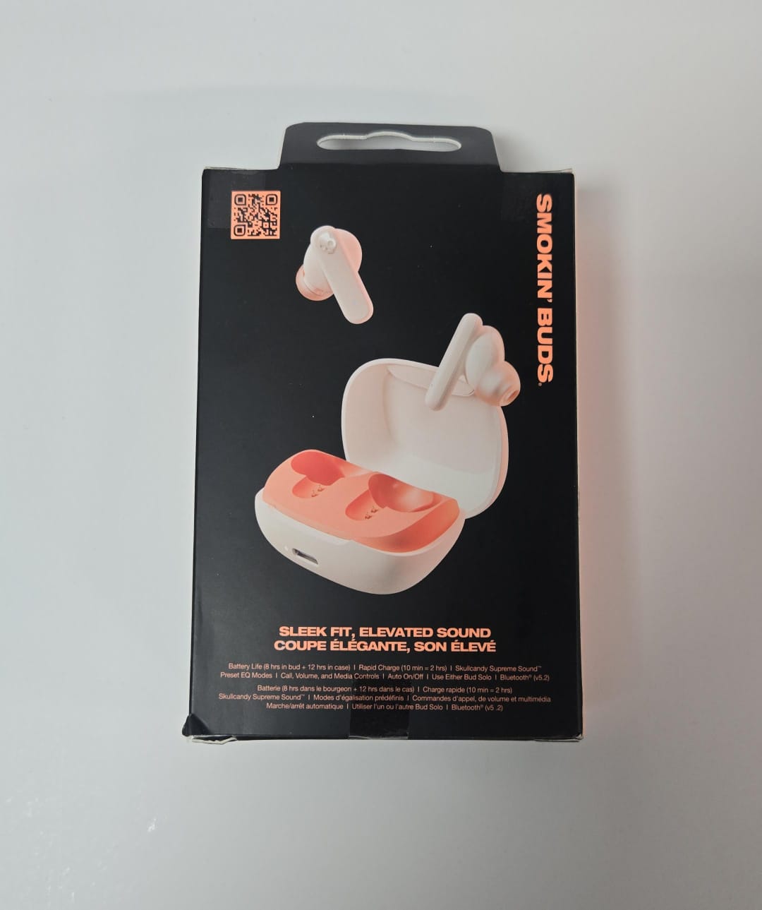 (Brand New) Skullcandy Smokin’ Buds Wireless Earbuds, Bluetooth Headphones, - Bone Orange Glow
