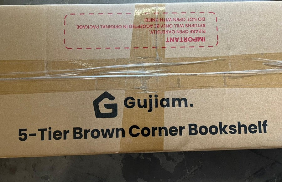 (New Open Box) Gujiam 5-Tier Corner Bookshelf, 70.86" Tall Corner Bookcase,5-Shelf Industrial L-Shaped Coner Shelf with Metal Frame for Home Office,Living Room,Bed Room(Rustic Brown)