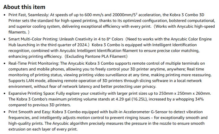 ANYCUBIC 3D Printer Kobra 3 Combo, Smart Multicolor Printing with Filament Drying Function