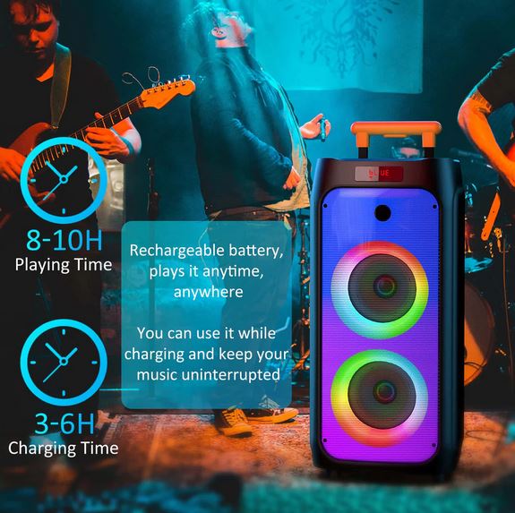 (New Open Box) JYX T8 500W Karaoke Machine with 2 Wireless Microphones