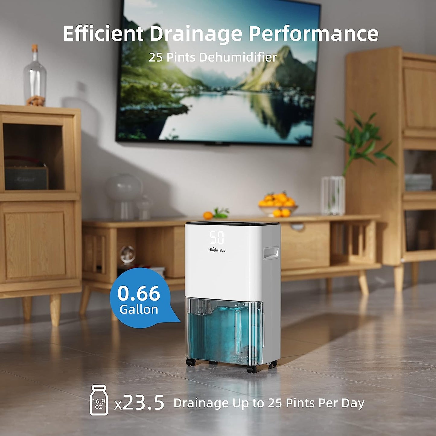 (Brand New) HOGARLABS 2000 Sq Ft 30 Pint Dehumidifier for Home Basements Bathroom Bedroom, Dehumidifier with Drain Hose for Medium to Large Room, Intelligent Humidity Control Dehumidifier with Laundry Dry