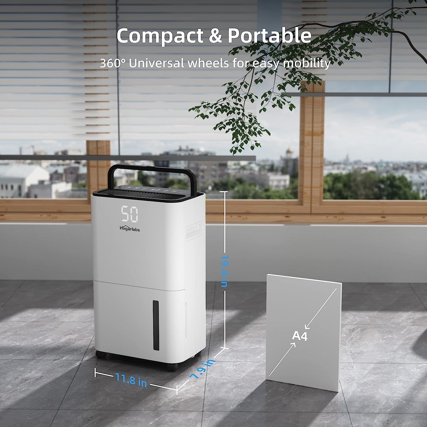 (Brand New) HOGARLABS 2000 Sq Ft 30 Pint Dehumidifier for Home Basements Bathroom Bedroom, Dehumidifier with Drain Hose for Medium to Large Room, Intelligent Humidity Control Dehumidifier with Laundry Dry