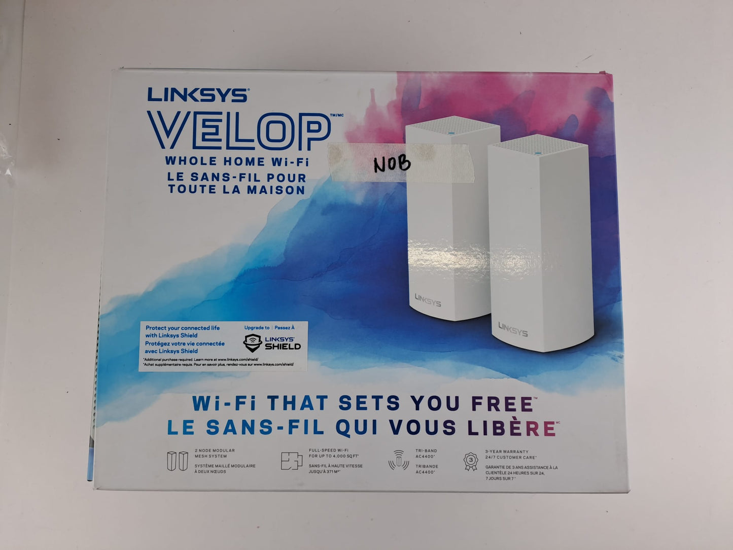 Open Box Linksys Velop Tri-Band AC4400 Whole Home WiFi Mesh System, 2-Pack (Coverage up to 4000 sq. ft)