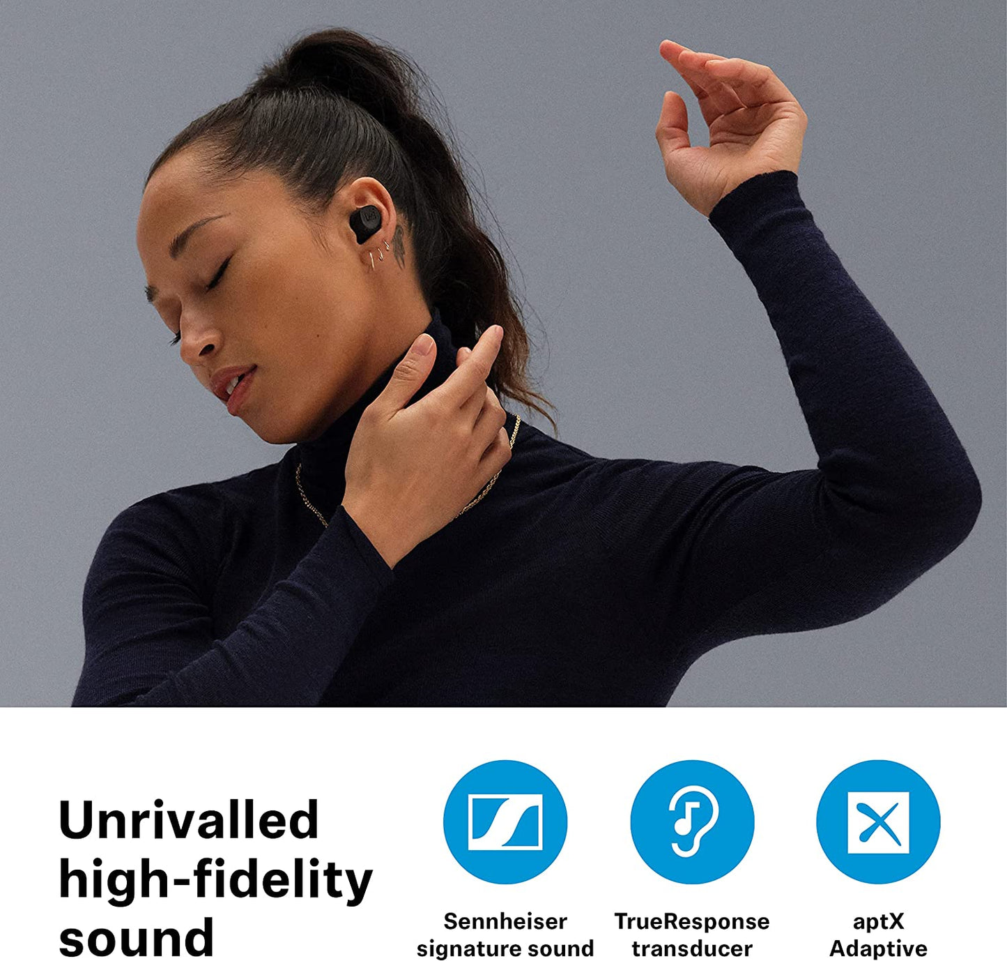 Refurbished (Excellent) Sennheiser Momentum True Wireless 3 Earbuds -Bluetooth in-Ear Headphones for Music and Calls with Adaptive Noise Cancellation, Qi Wireless Charging, 28-Hour Battery Life and Compact Design, White