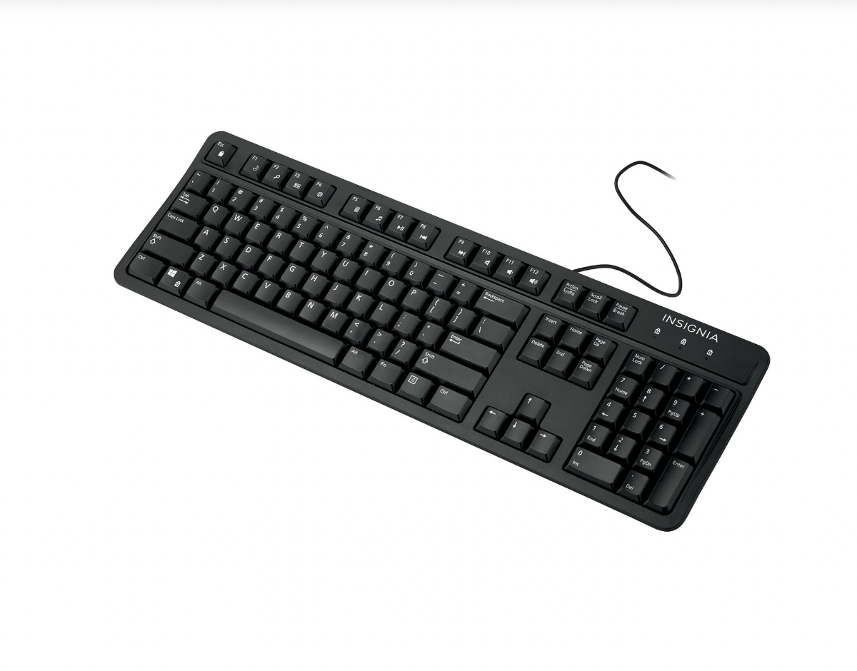 Insignia Wired Keyboard with USB Connection and Multimedia Keys - Black