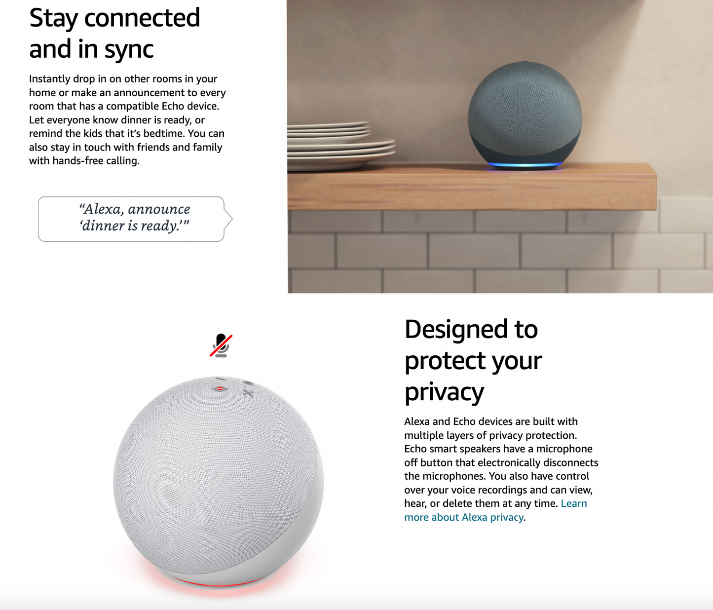 Refurbished (Good) Echo (4th Gen) | With premium sound, smart home hub, and Alexa | Glacier White