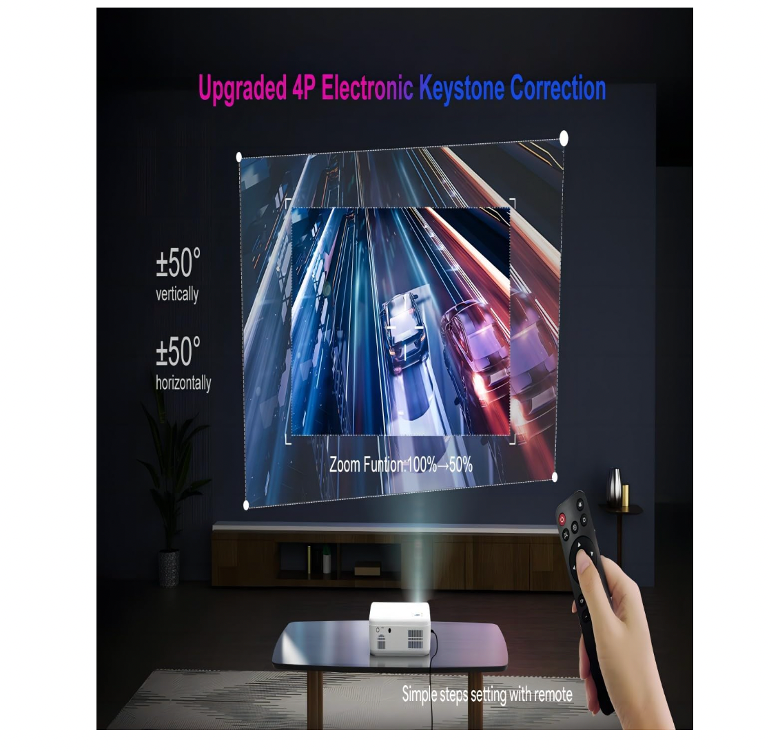 (New Open Box) Projector Outdoor Projector 4K Supported, 600ANSI 20000 LUMENS, ONOAYO 1080P Movie Projector for Outdoor Use with WiFi Bluetooth, Compatible with iOS/Android/PC/PS4/TV Stick/HDMI/USB