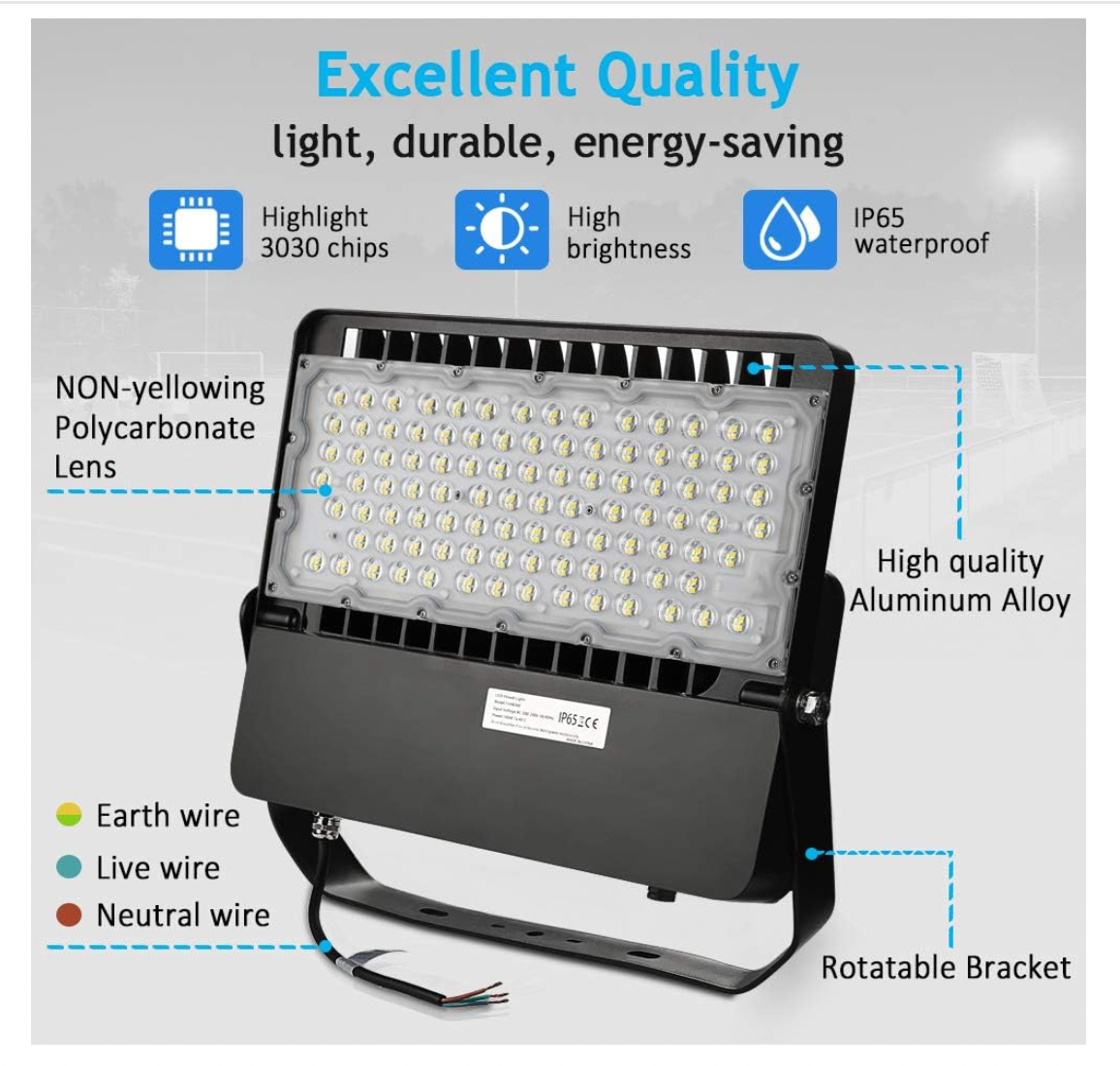 LEDMO LED Stadium Flood Lights Outdoor 1500W Equivalent 36000LM Super Bright LED Arena Lights