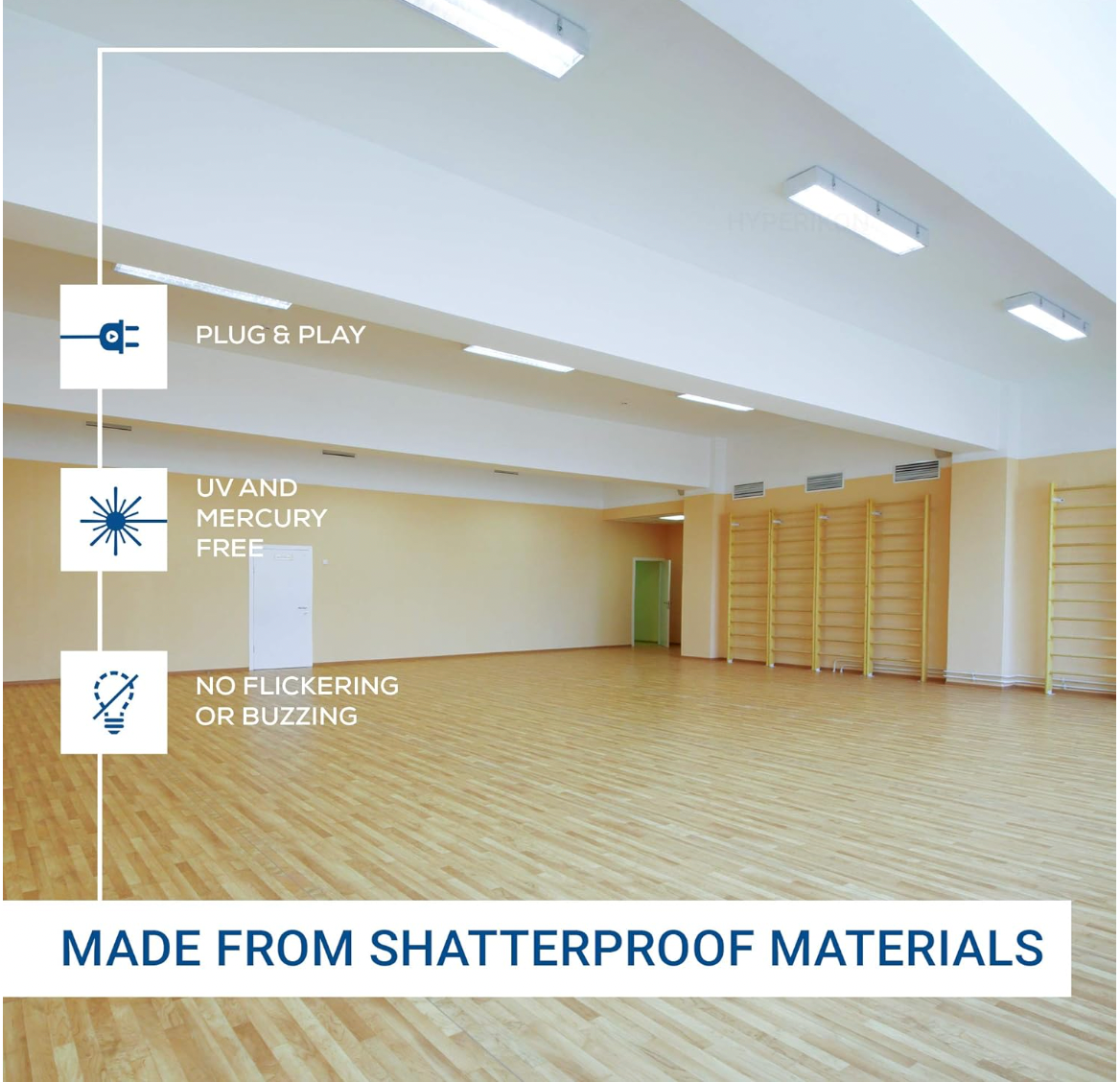 4 Pack T5 Hyperikon® High Output, LED Light Tube, 4ft, 22W (50W Equivalent), 5000K (Crystal White Glow®), 100-277V, Dual-End Powered, Frosted, UL-Pending