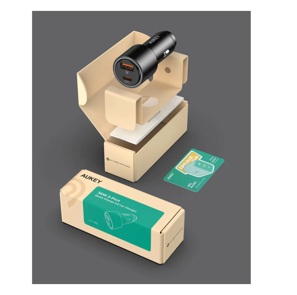 AUKEY CC-Y18S Dual (USB-C/USB-A) LED Car Charger - 36W