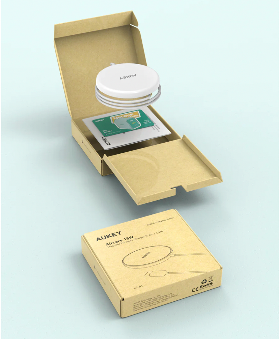 AUKEY Aircore Wireless Charger 15W Magnetic Qi Certified White