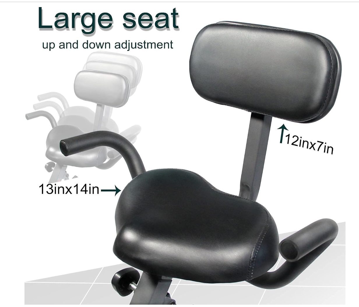 Indoor exercise bike, magnetic stationary with pulse sensor large seat upright foldable