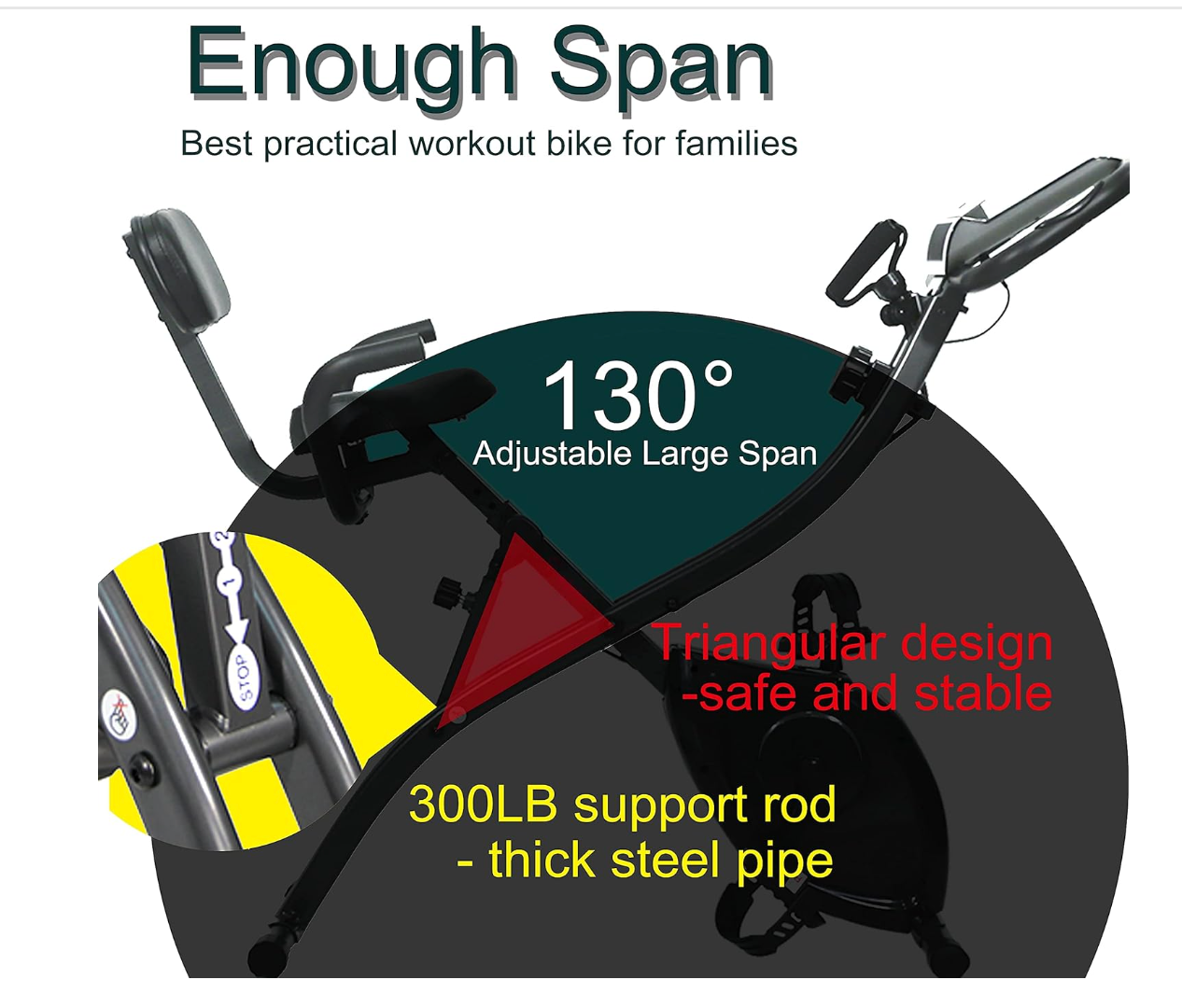 Indoor exercise bike, magnetic stationary with pulse sensor large seat upright foldable