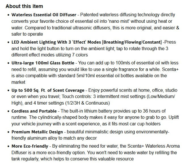 (New Open Box) Airversa Waterless Diffuser for Essential Oil Nebulizer 𝟭𝟬𝟬𝗺𝗹 Capacity Battery Operated