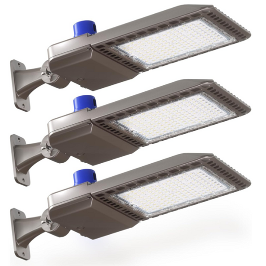 (Brand New) YXL LED Parking Lot Shoebox Lights with Dusk to Dawn Sensor 150w Arm, 3-Pack