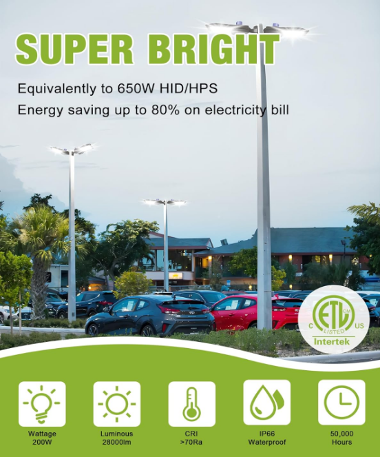 (Brand New) YXL LED Parking Lot Shoebox Lights with Dusk to Dawn Sensor 150w Arm, 3-Pack
