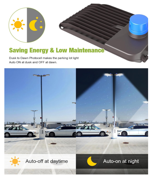(Brand New) YXL LED Parking Lot Shoebox Lights with Dusk to Dawn Sensor 150w Arm, 3-Pack