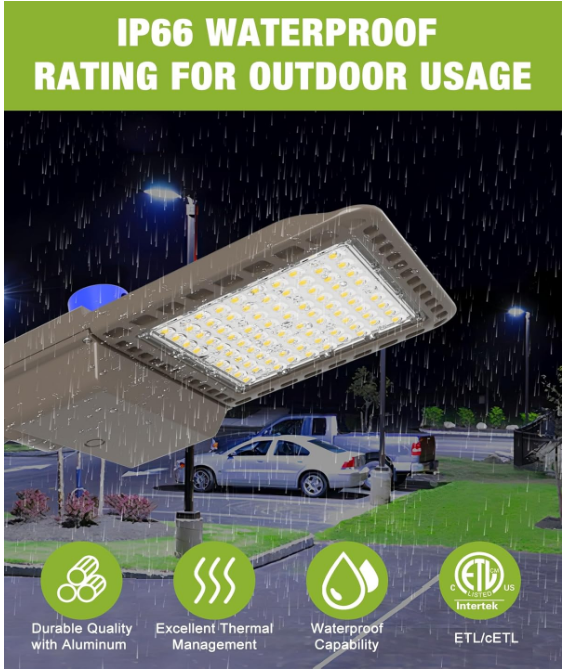 (Brand New) YXL LED Parking Lot Shoebox Lights with Dusk to Dawn Sensor 150w Arm, 3-Pack