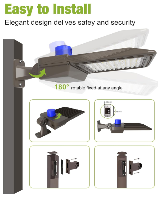 (Brand New) YXL LED Parking Lot Shoebox Lights with Dusk to Dawn Sensor 150w Arm, 3-Pack