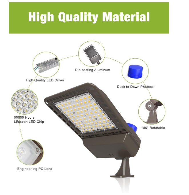 (Brand New) YXL LED Parking Lot Shoebox Lights with Dusk to Dawn Sensor 150w Arm, 3-Pack