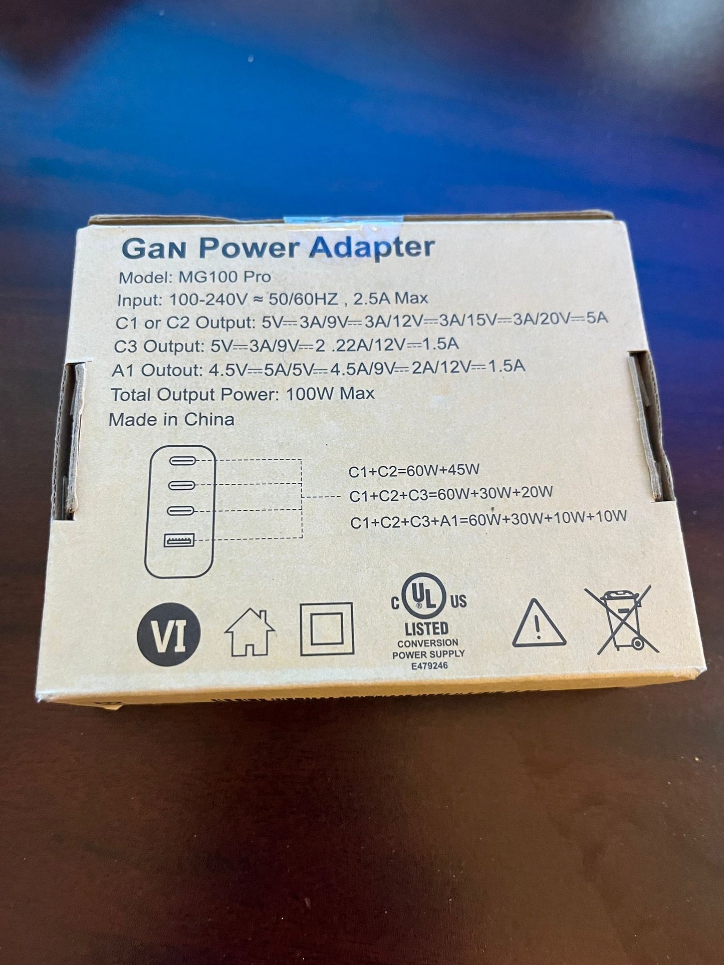 100W 4 Port USB Wall Charger Charging Station Power Adapter Travel Charger Block