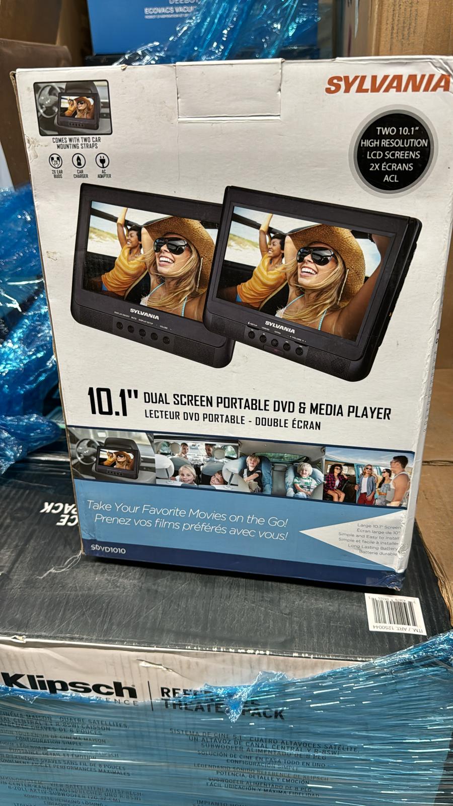 Sylvania Dual Portable DVD Player with 10-in Display, USB Card Slot to Play Digital Movies