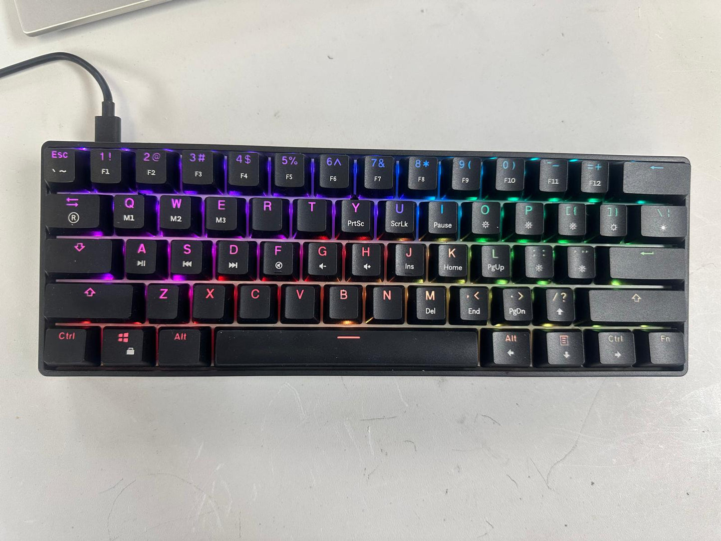 K61 Mechanical Gaming Keyboard - 61 Keys Multi Color RGB Illuminated LED Backlit Wired Programmable for PC/Mac Gamer (Gateron Optical Yellow, White)