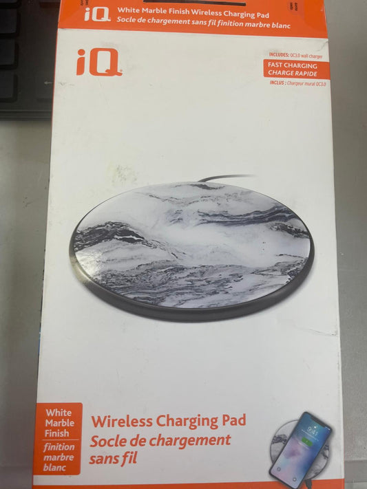 White Marble Stone Cute Charger Pad 10W Max Round Charging Stand with USB Cable Compatible with Most Cell Phone