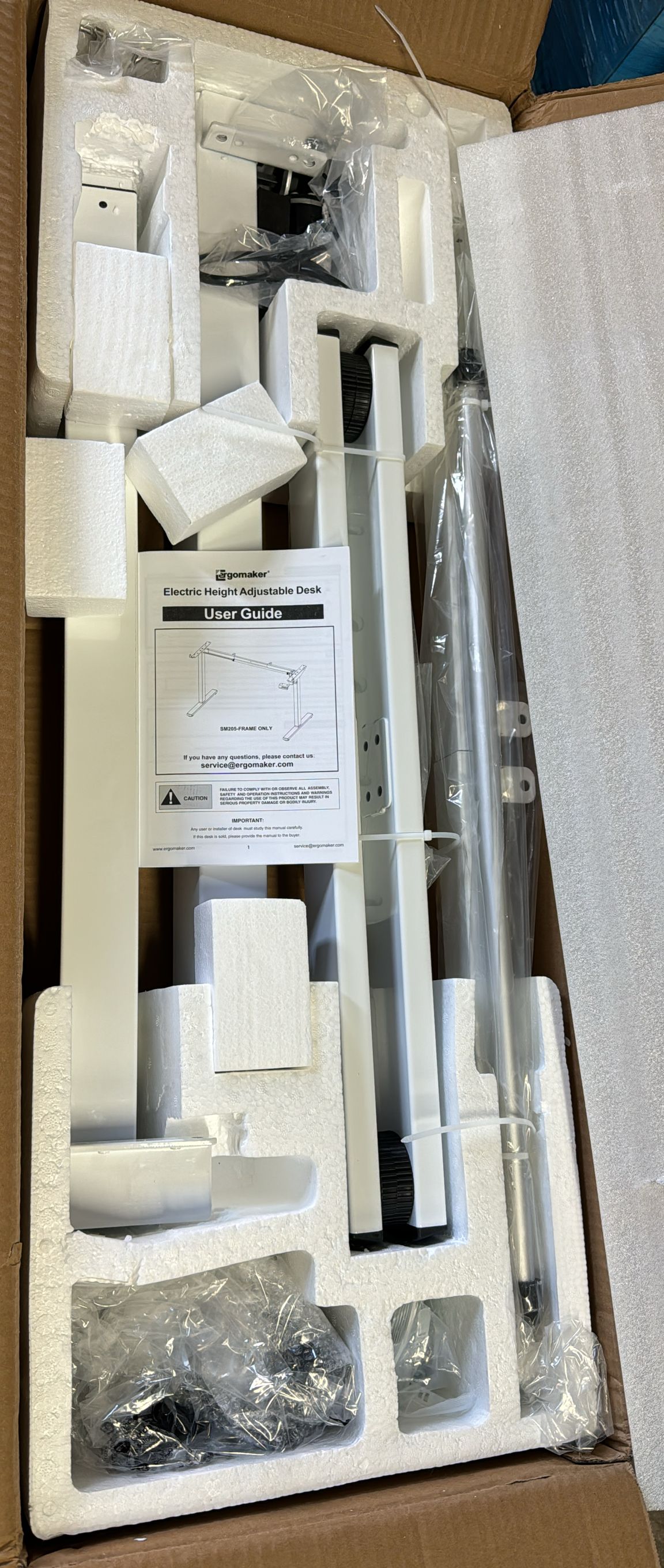 (New Open Box) ERGOMAKER Height Adjustable Standing Desk Frame, Electric Sit Stand (White Frame, Without Desktop)