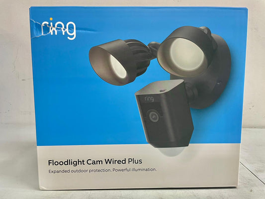 (Brand New Sealed) Ring Floodlight Cam Wired Plus with motion-activated 1080p HD video, Black