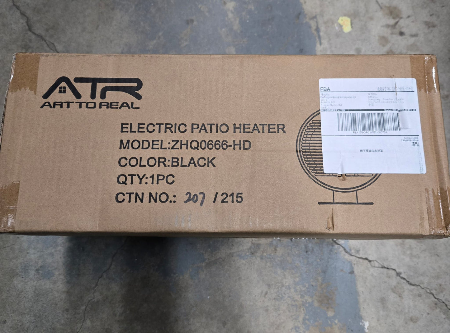 (New Open Box) ART to REAL 1000W Patio Electric Heater,15.7H " Tabletop Portable