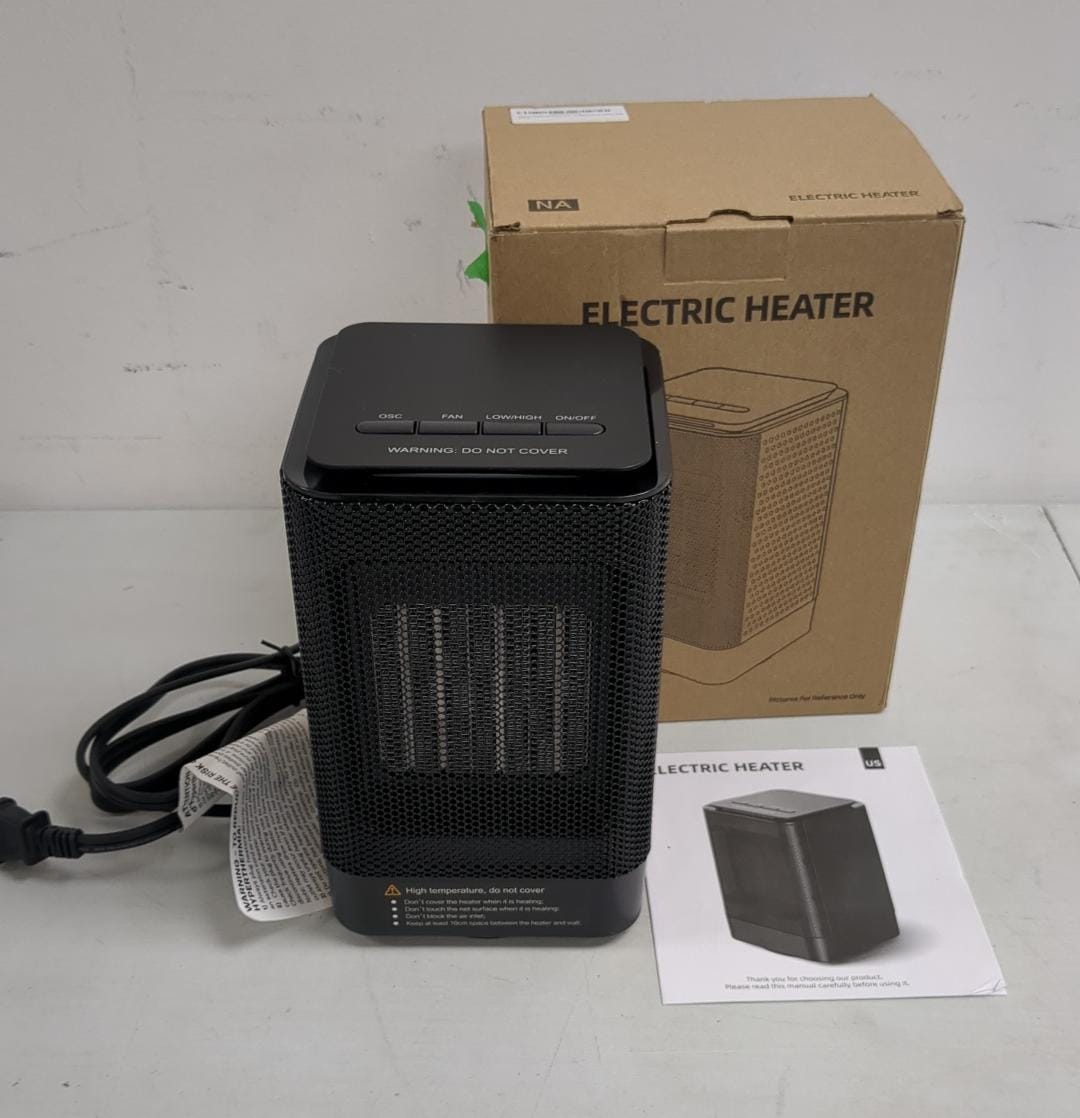 (New Open Box) Black DH-QN02 Corded Electric 950 W Personal Portable Electric Heater