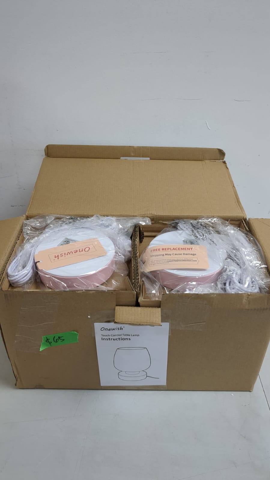 ONEWISH Touch Bedside Table Lamp Set of 2 - Small Modern for Bedroom Living Room Nightstand, 3-Way