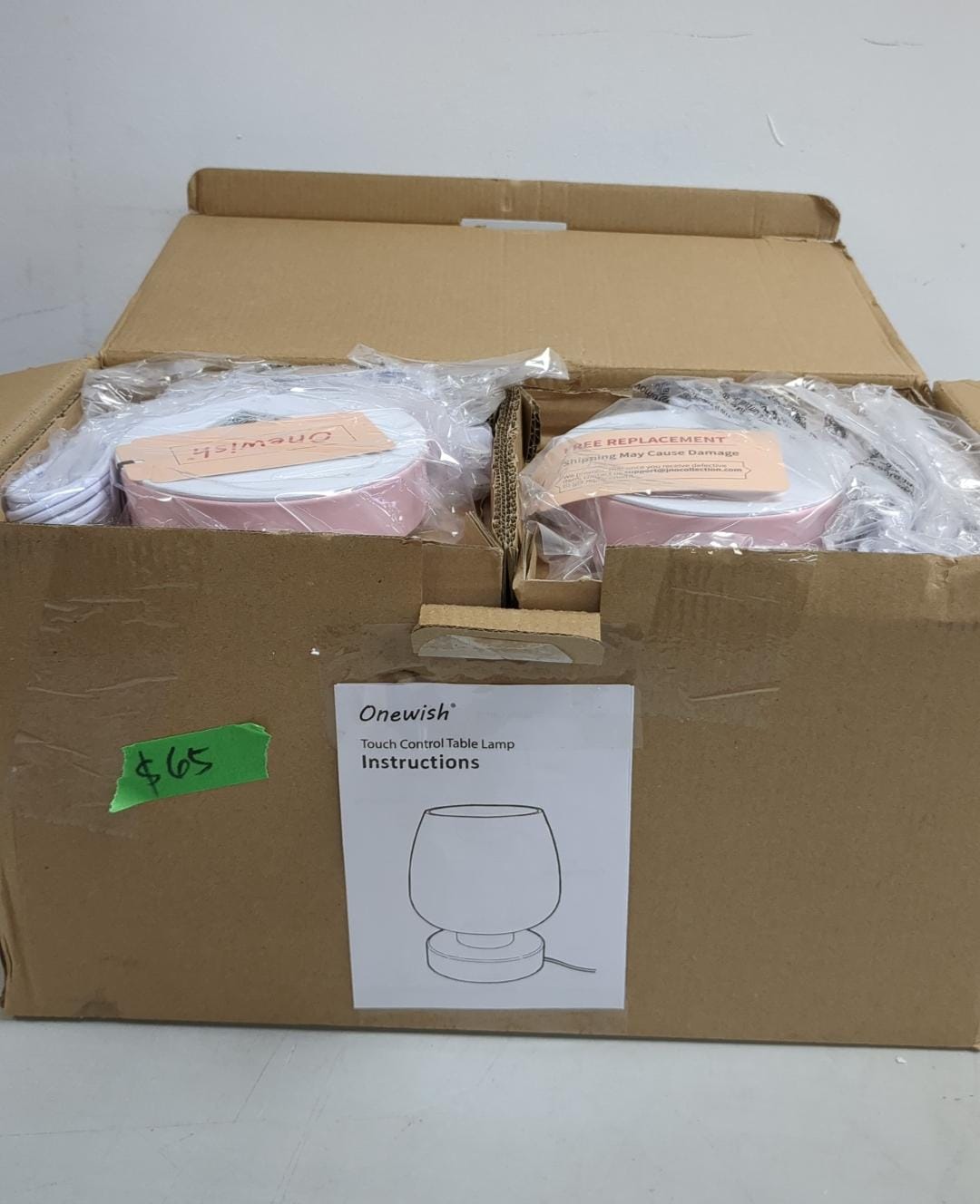 ONEWISH Touch Bedside Table Lamp Set of 2 - Small Modern for Bedroom Living Room Nightstand, 3-Way